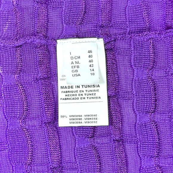 NWT MISSONI Mini Dress Sz.L Knit Purple Wool Blend Keyhole Bell Sleeve 70s Boho - Picture 10 of 15